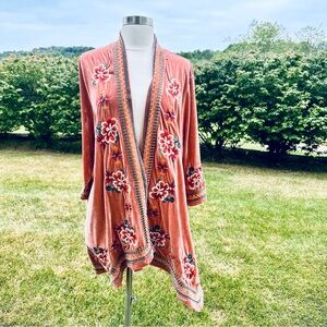 Time for Me Velvet Floral Plus Size Kimono Duster Sz 1X Boho Babe